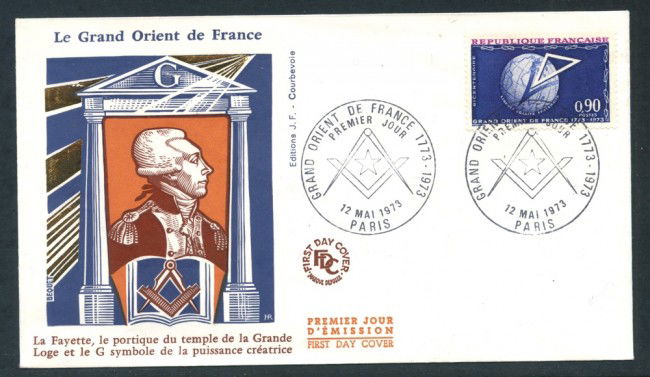 1973 - FRANCIA - GRANDE ORIENTE - BUSTA FDC - LOTTO/25750