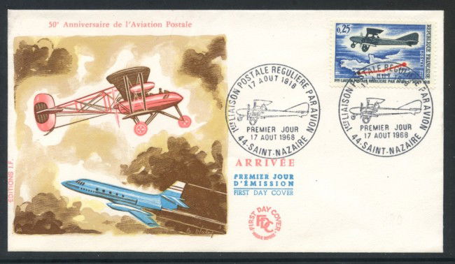 1968 - FRANCIA - PRIMA LINEA AEREA POSTALE - BUSTA FDC - LOTTO/25893