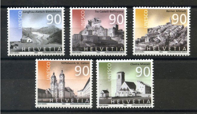 2003 - SVIZZERA - UNESCO  5v. - NUOVI - LOTTO/37407