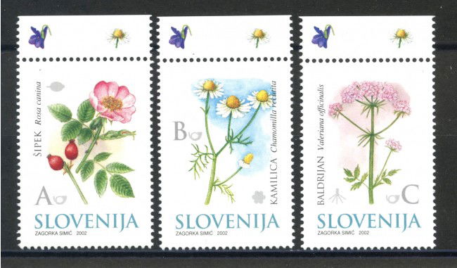 2002 - SLOVENIA - PIANTE MEDICINALI  3v. - NUOVI - LOTTO/34171