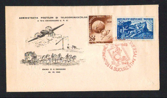 1949 - LBF/3844 - ROMANIA - 75° ANNIVERSARIO U.P.U - BUSTA