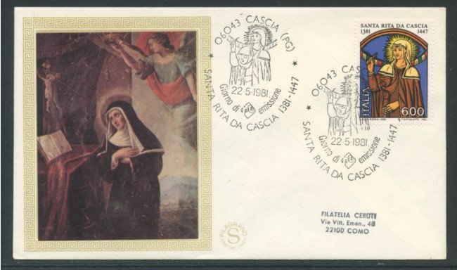 1981 - LOTTO/18490 - REPUBBLICA -  S. RITA DA CASCIA - FDC