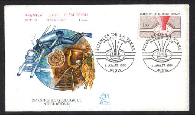 1980 - LBF/3429 - FRANCIA - 26° CONGRESSO DI GEOLOGIA A PARIGI - FDC