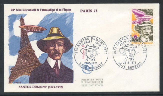 1973 - FRANCIA - SANTOS DUMONT - BUSTA FDC - LOTTO/25900