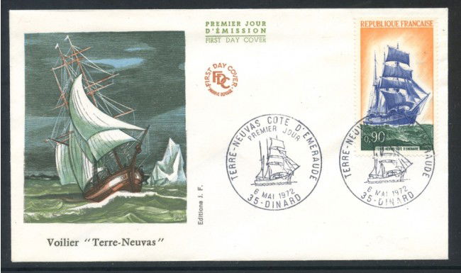 1972 - FRANCIA - VELIERO COTE D'EMERAUDE - BUSTA FDC - LOTTO/25906