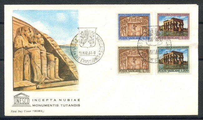 1964 - VATICANO - MONUMENTI DELLA NUBIA - BUSTA FDC ROMA - LOTTO/27688