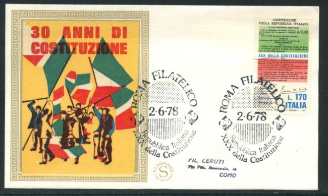 1978 - LOTTO/18593 - REPUBBLICA - ANNIVERSARIO COSTITUZIONE - FDC