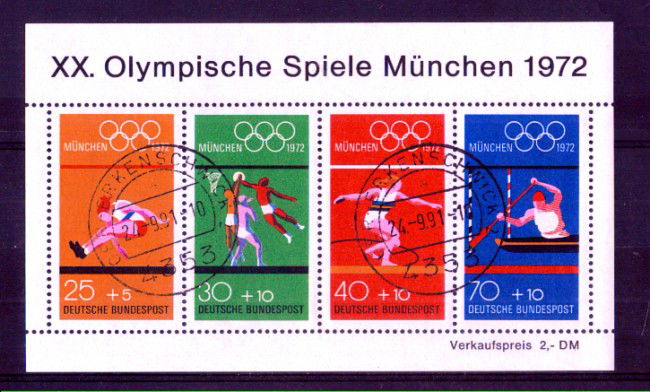 1972 - LOTTO/GFBF7U - GERMANIA - OLIMPIADI DI MONACO FOGLIETTO - USATO