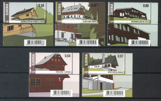 2015 - SLOVENIA - RIFUGI ALPINI  5v. - NUOVI - LOTTO/34604