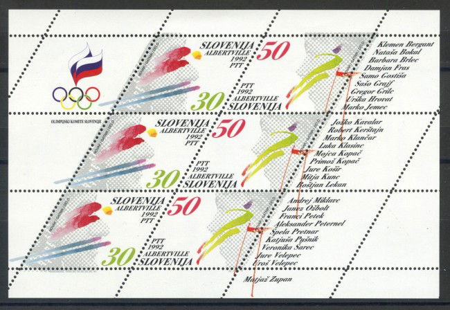 1992 - SLOVENIA - OLIMPIADI DI ALBERTVILLE -  MINIFOGLIO NUOVO - LOTTO/33647
