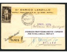 NAPOLI - 1936 - LOTTO/12465 - REGNO - 30c. BIMILLENARIO ORAZIO SU CARTOLINA COMMERCIALE VIAGGIATA