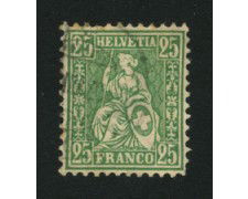 1867/78 - LOTTO/16325 - SVIZZERA - 25c. VERDE HELVETIA SEDUTA - USATO