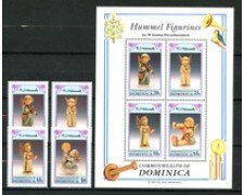 1992 - DOMINICA - LOTTO/19741 - FIGURINE CERAMICA - 4v.+ FOGLIETTO