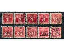 1908 - LOTTO/20576 - AUSTRIA - SEGNATASSE 10v. - USATI