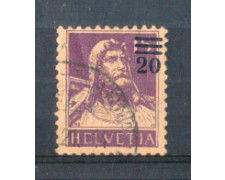 1921 - LOTTO/10161U - SVIZZERA - 20c. su 15c. VIOLETTO - USATO