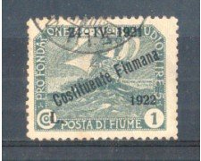 1922 - LOTTO/FIU171U - FIUME - 1 LIRA ARDESIA USATO