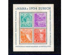 1934 - LOTTO/10588L - SVIZZERA - NABA ESPOS. FILATELICA - FOGLIETTO LING.