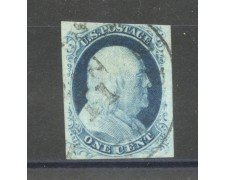 1851/56 - STATI UNITI - LOTTO/40795 - 1 Cent. AZZURRO B.FRANKLIN - USATO