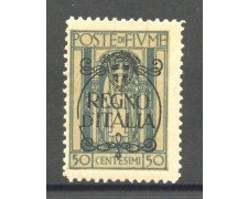1924 - FIUME - LOTTO/42329 - 50 CENTESIMI SOPRASTAMPATO REGNO D'ITALIA - LINGUELLATO