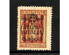 1924 - FIUME - LOTTO/42330 - 60 CENTESIMI SOPRASTAMPATO REGNO D'ITALIA - LINGUELLATO