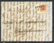 1852 - LOMBARDO VENETO - LOTTO/40490 - 15 Cent. ROSA CARNICINO - PIEGO DA VENEZIA
