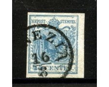 1853 - LOMBARDO VENETO - LOTTO/40513 - 45 Centesimi AZZURRO ARDESIA TIPO II° - USATO VENEZIA