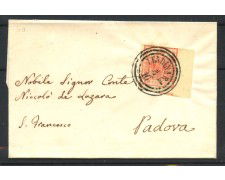 1852 - LOMBARDO VENETO - LOTTO/40491 - 15 Cent. ROSSO CHIARO - PIEGO DA LENDINARA