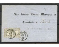 1863 - REGNO DI SARDEGNA - LOTTO/40262 - 1 Cent. PER STAMPATI - COPPIA SU BUSTA