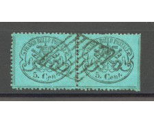 1868 - STATO PONTIFICIO - LOTTO/40270 - 5 Cent. AZZURRO CHIARO - COPPIA USATI